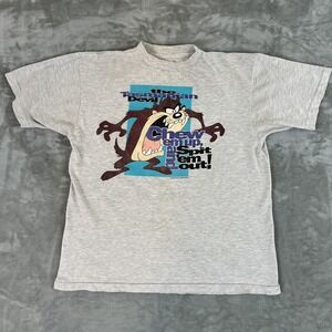 Vintage Tasmanian Devil Shirt Mens Large Gray Chew Up Spit Looney Tunes 90s